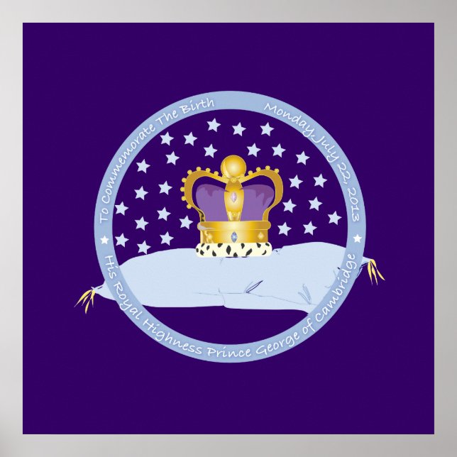 Prince George of Cambridge Pillow and Crown Poster (Front)