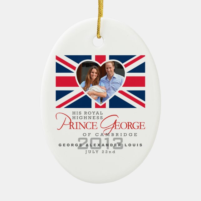 Prince George - William & Kate Ceramic Tree Decoration (Front)
