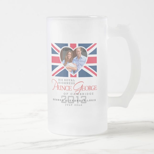 Prince George - William & Kate Frosted Glass Beer Mug (Right)