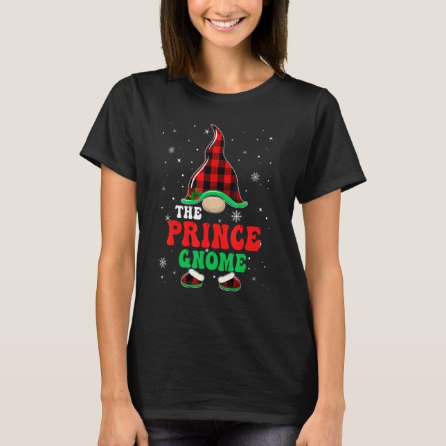 Prince Gnome Buffalo Plaid Matching Family Christm T-Shirt (Front)