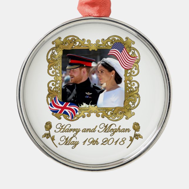 Prince Harry and Meghan Markle Royal Wedding Metal Tree Decoration (Front)