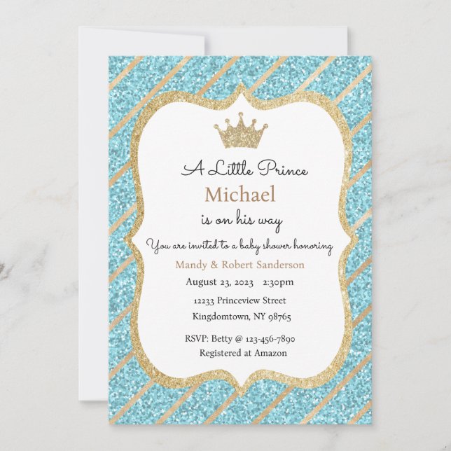 Prince Invitation, Boy Baby Shower Invitation (Front)