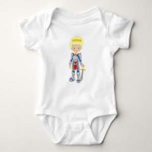 Prince, King, Knight, Crown, Sword, Blonde Hair Baby Bodysuit