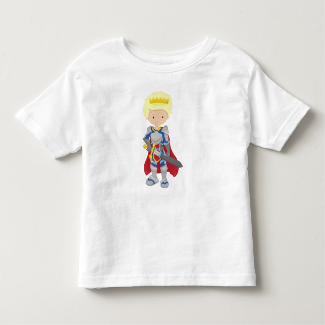Prince, King, Knight, Sword, Crown, Blonde Hair Toddler T-Shirt (Front)