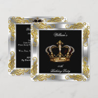 Prince King Men's Black Silver Birthday Party