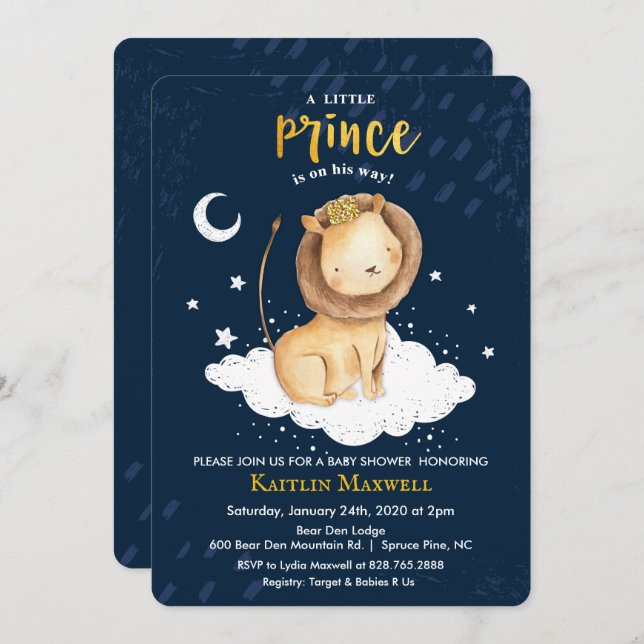 Prince Lion Baby Shower Invitation (Front/Back)