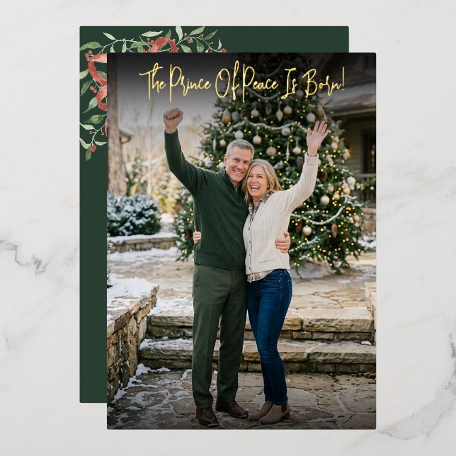 Prince Of Peace Bow Hand Script Photo Christmas (Front/Back)