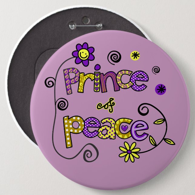 Prince of Peace I Doodles I Purple I 6x6 Button (Front & Back)