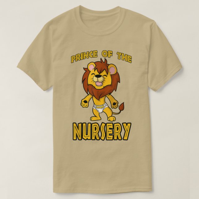 PRINCE OF THE NURSERY Baby Lion in Diaper  T-Shirt (Design Front)
