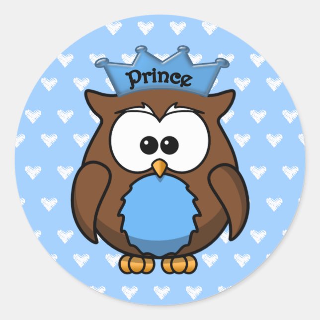 prince owl classic round sticker (Front)