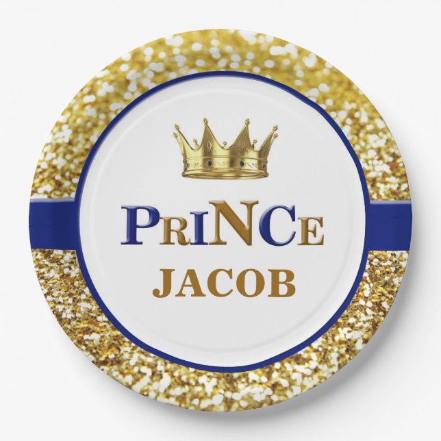 Prince plates | Navy and gold prince plates (Front)