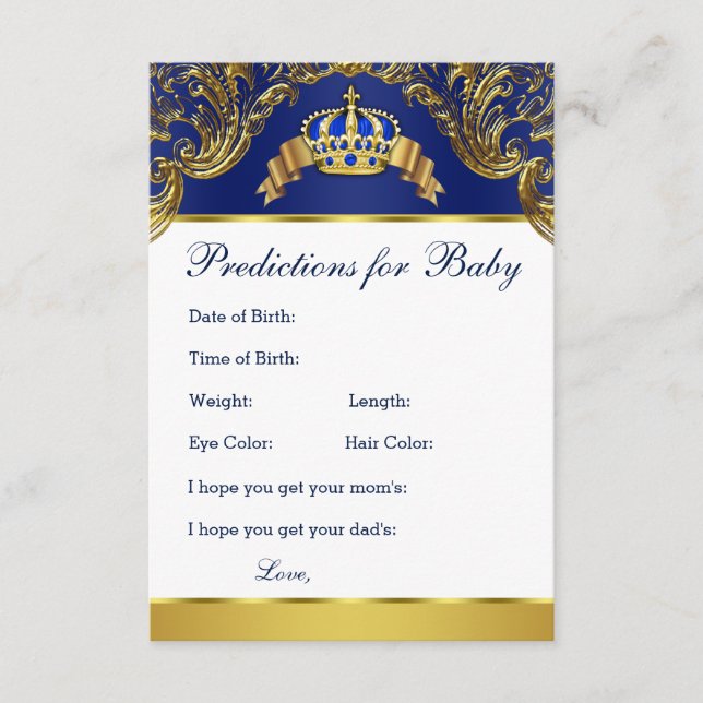 Prince Predictions for Baby and Advice for Parents Card (Front)