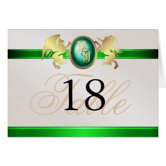 Prince & Princess Green Jewel Crest Table Card
