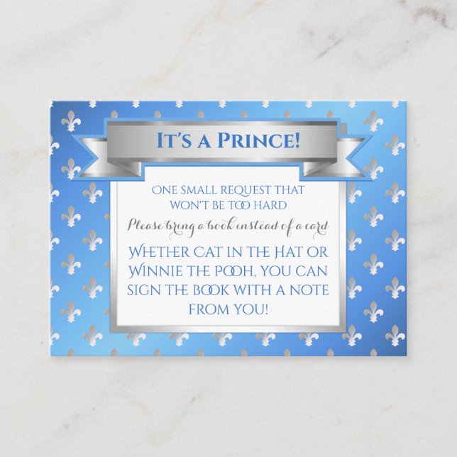 Prince Royal Baby Blue & Silver Fleur Book Request Enclosure Card (Front)
