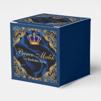 Prince Royal blue and gold crown and silk Favour Box