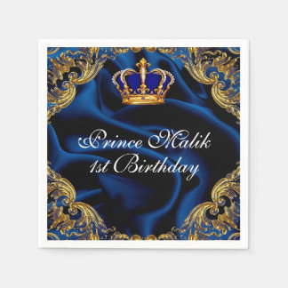 Prince Royal blue and gold crown and silk Napkin