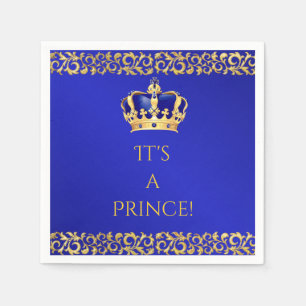 Prince Royal Blue & Gold Crown Napkin