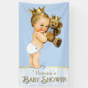 Prince Teddy Bear Baby Shower Banner