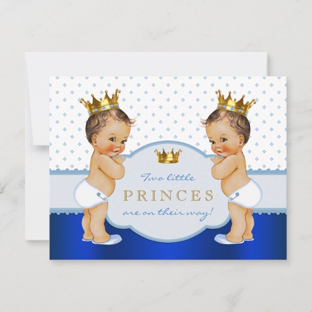 Prince Twin Baby Shower Invitation (Front)