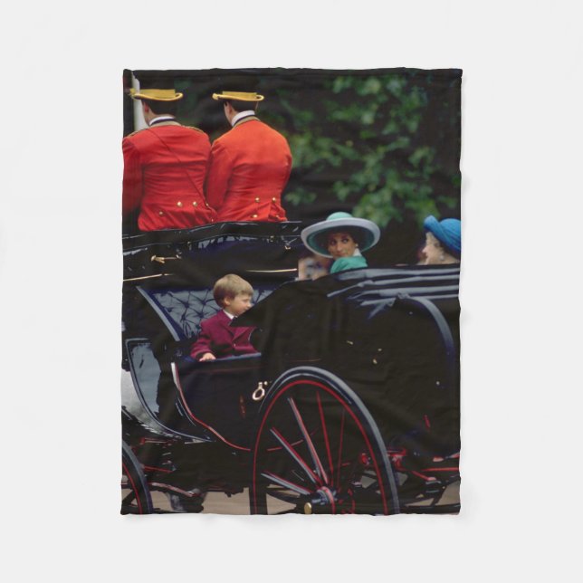 Prince William and Princess Diana on The Mall Fleece Blanket (Front)