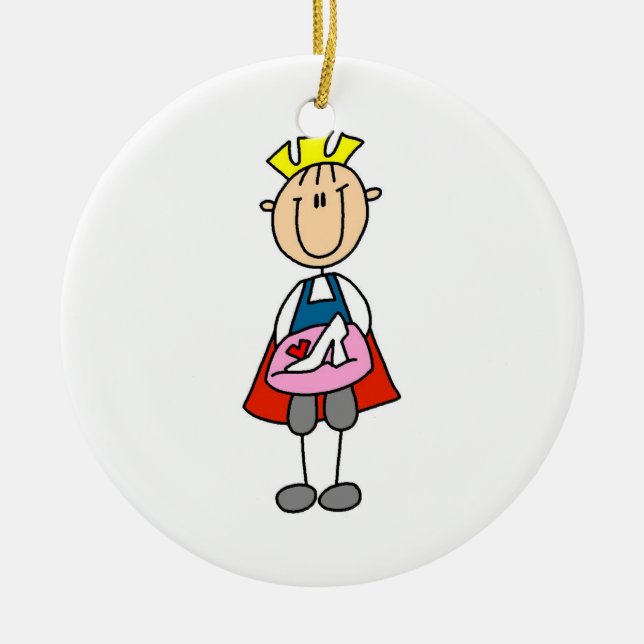Prince With Glass Slipper Ceramic Tree Decoration (Front)