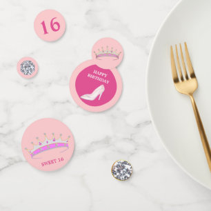 Princess 16th Birthday on pink & rose gold Confetti