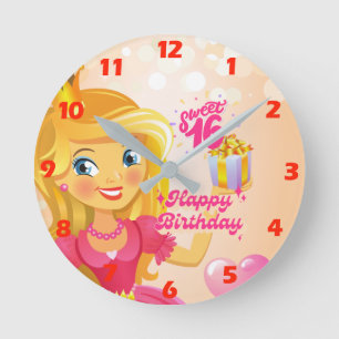 Princess 16th Birthday  Round Clock