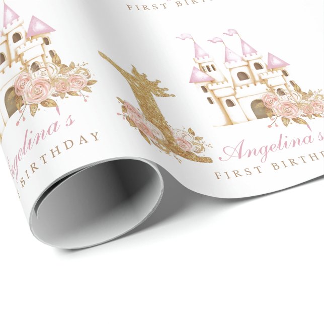  Princess 1st Birthday  Wrapping Paper (Roll Corner)