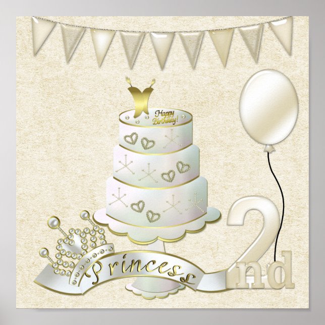 Princess 2nd  Birthday Poster Print (Front)