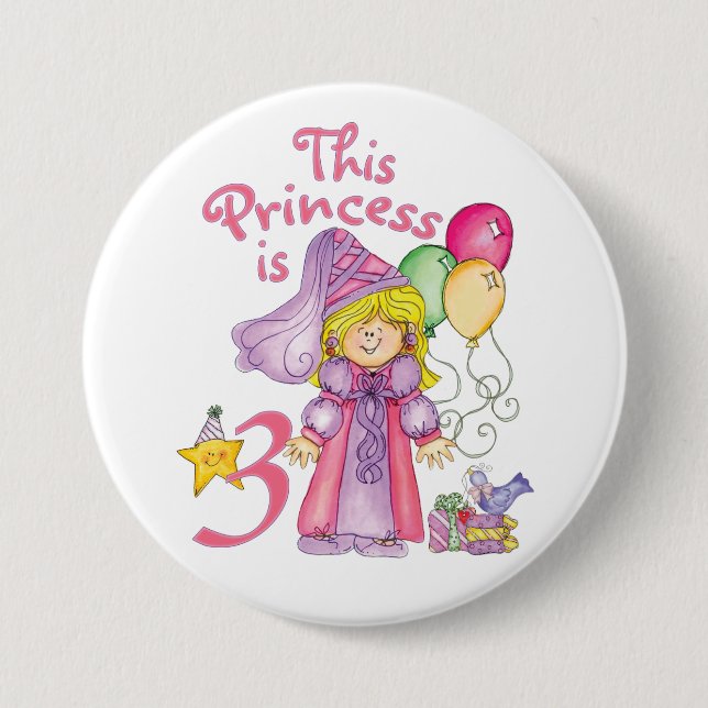 Princess 3rd Birthday Button (Front)