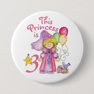 Princess 3rd Birthday Button