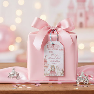 Princess 4th birthday Pink Castle Unicorn Party  Gift Tags