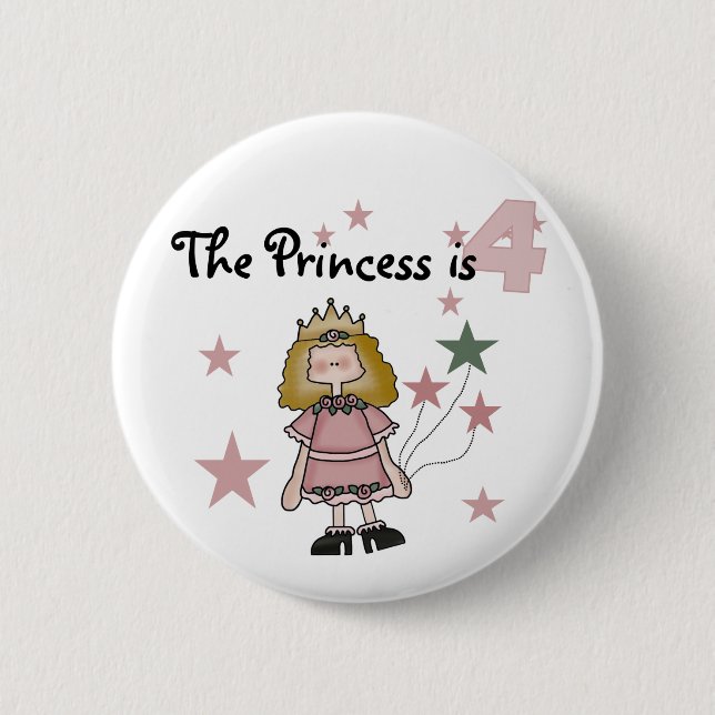 Princess 4th Birthday Tshirts and Gifts 6 Cm Round Badge (Front)