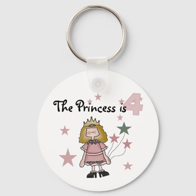 Princess 4th Birthday Tshirts and Gifts Key Ring (Front)