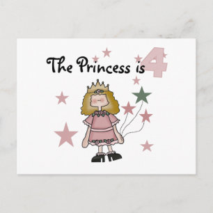 Princess 4th Birthday Tshirts and Gifts Postcard