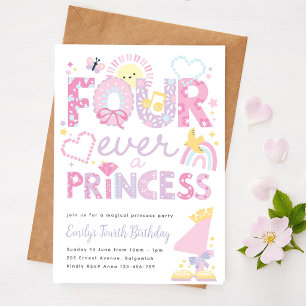 Princess 4th Party, Four Ever a Princess Birthday Invitation