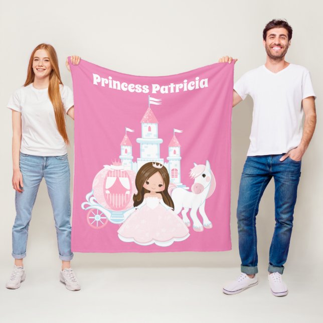 Princess add name girls room decor fleece blanket (In Situ)