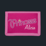 Princess add your own name girls kids purse trifold wallet<br><div class="desc">Cute pink and mauve graphic girls princess slogan name purse. Reads Princess Alicia or customise with the short name of your choice. Designed by Sarah Trett.</div>