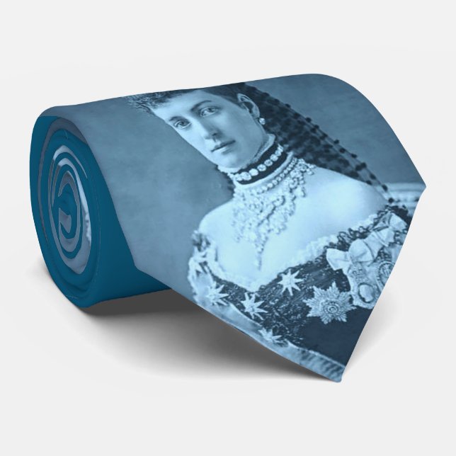 Princess Alexandra of Denmark in blue print Tie (Rolled)