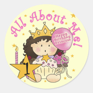 Princess All About Me 1st Birthday Tshirts Classic Round Sticker