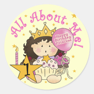 Princess All About Me 1st Birthday Tshirts Classic Round Sticker
