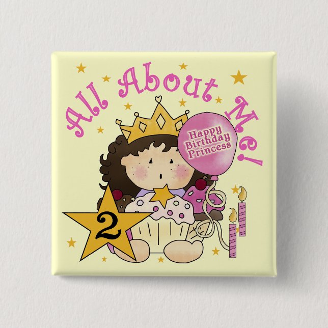 Princess All About Me 2nd Birthday 15 Cm Square Badge (Front)
