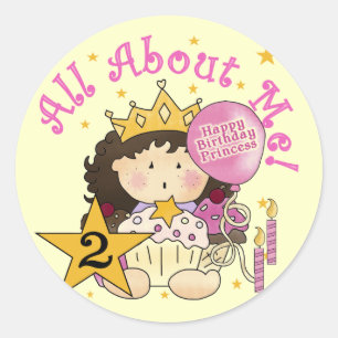 Princess All About Me 2nd Birthday Classic Round Sticker