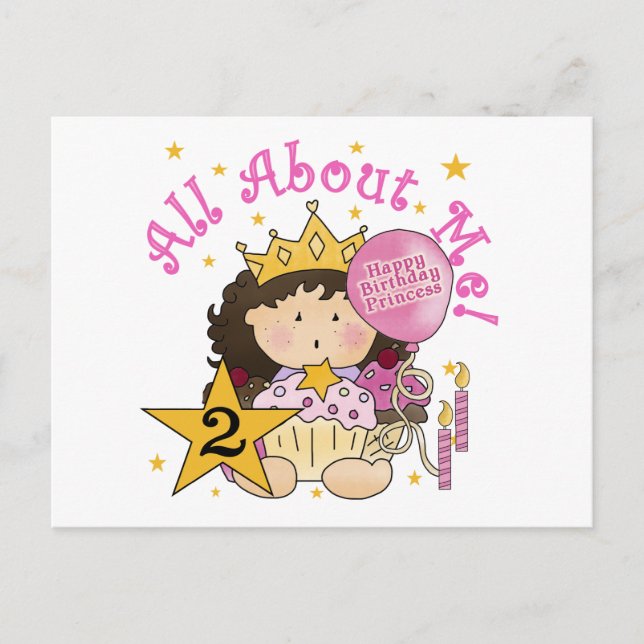 Princess All About Me 2nd Birthday Postcard (Front)