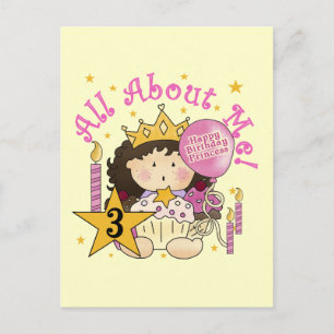 Princess All About Me 3rd Birthday Tshirts Postcard