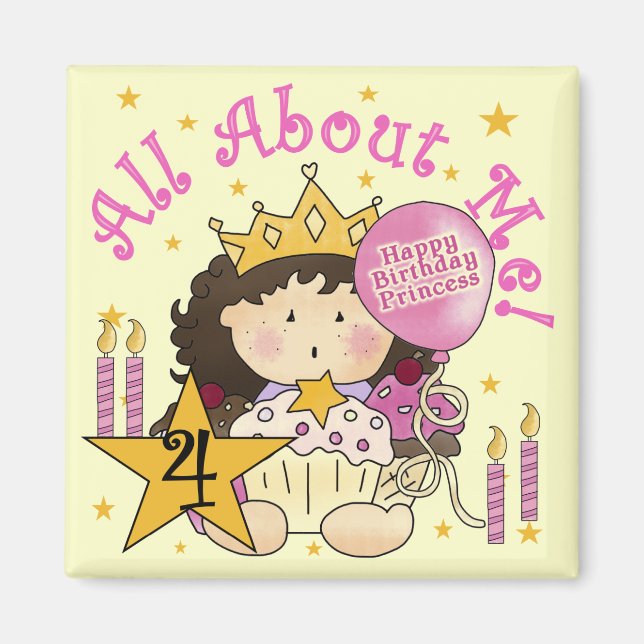 Princess All About Me 4th Birthday Tshirts Magnet (Front)