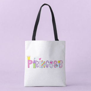 Princess Alphabet Bright Colourful  Tote Bag