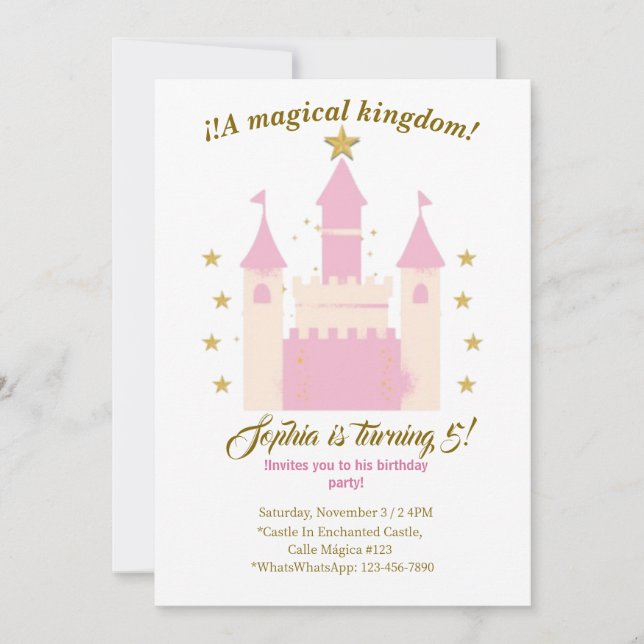Princess and Castle Birthday Invitation | "Childre (Front)