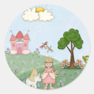 Princess and her castle classic round sticker