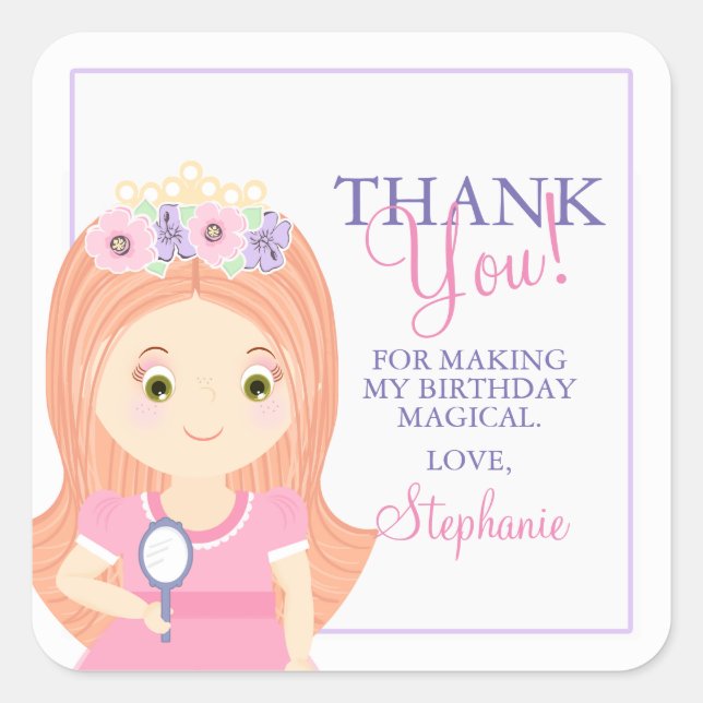 Princess and Her Magical Mirror Square Sticker (Front)